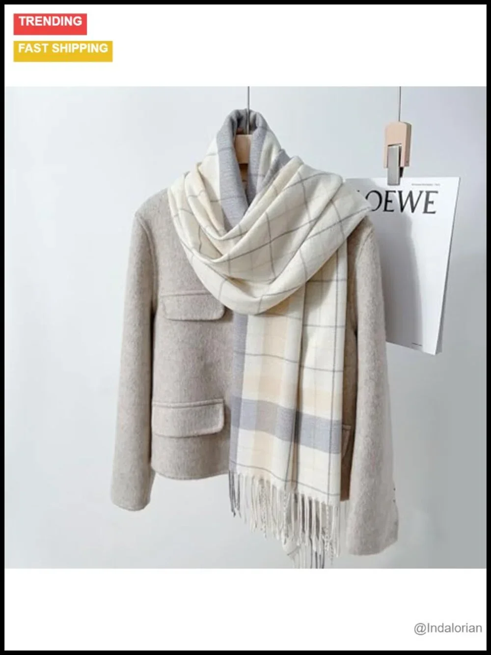Soft Cashmere-Like Tartan Plaid Shawl Wrap Blanket Scarf with Fringes